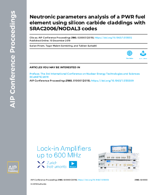 (PDF) Neutronic parameters analysis of a PWR fuel element using silicon ...
