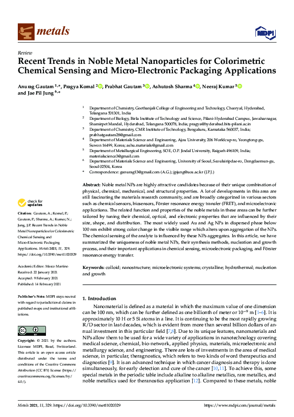 (PDF) Recent Trends in Noble Metal Nanoparticles for Colorimetric ...
