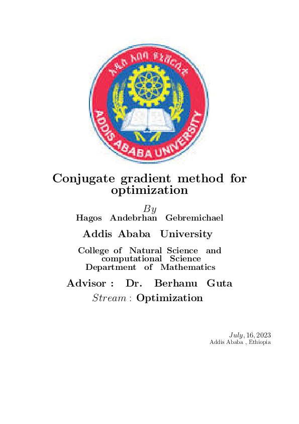 (PDF) Conjugate gradient method for optimization