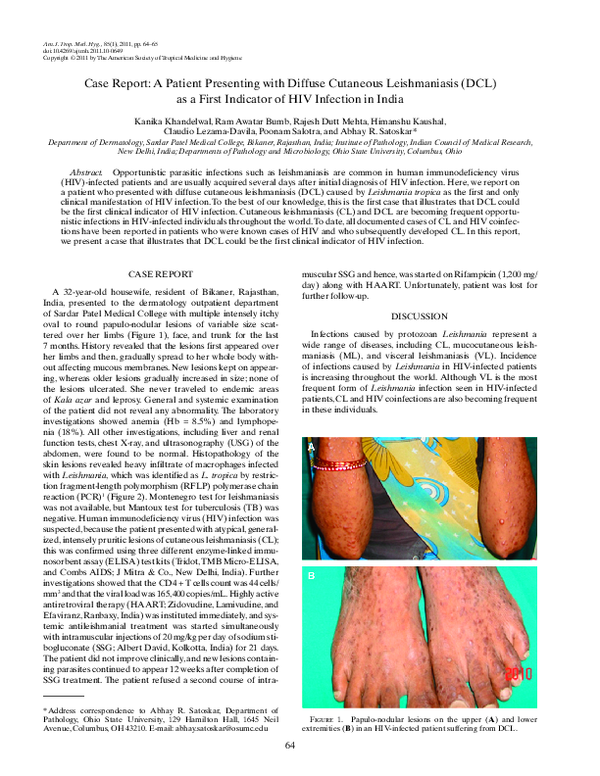 (PDF) A Patient Presenting with Diffuse Cutaneous Leishmaniasis (DCL ...
