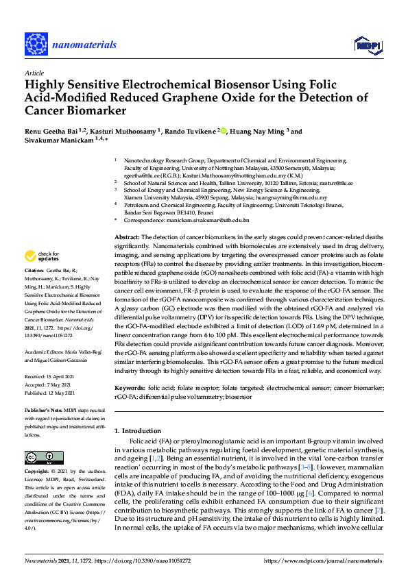 (PDF) Highly Sensitive Electrochemical Biosensor Using Folic Acid ...