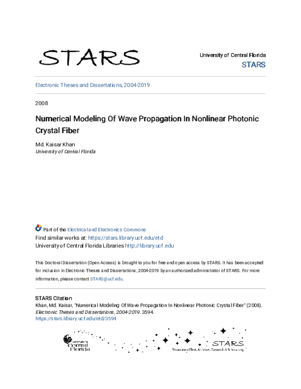 (PDF) Numerical Modeling of Wave Propagation in Nonlinear Photonic ...