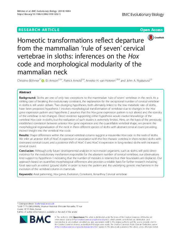 (PDF) Homeotic transformations reflect departure from the mammalian ...