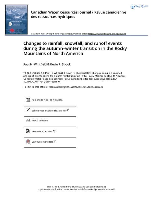 (PDF) Changes to rainfall, snowfall, and runoff events during the ...