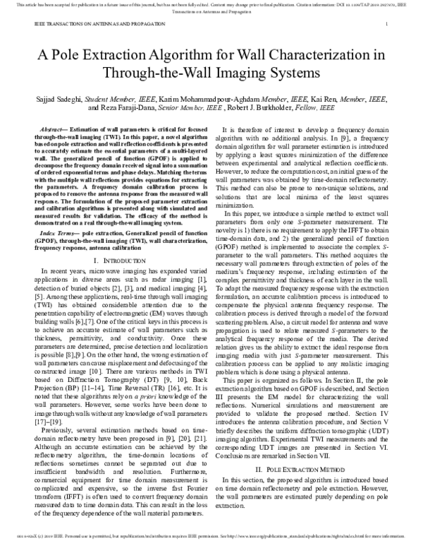 (PDF) A Pole-Extraction Algorithm for Wall Characterization in Through ...