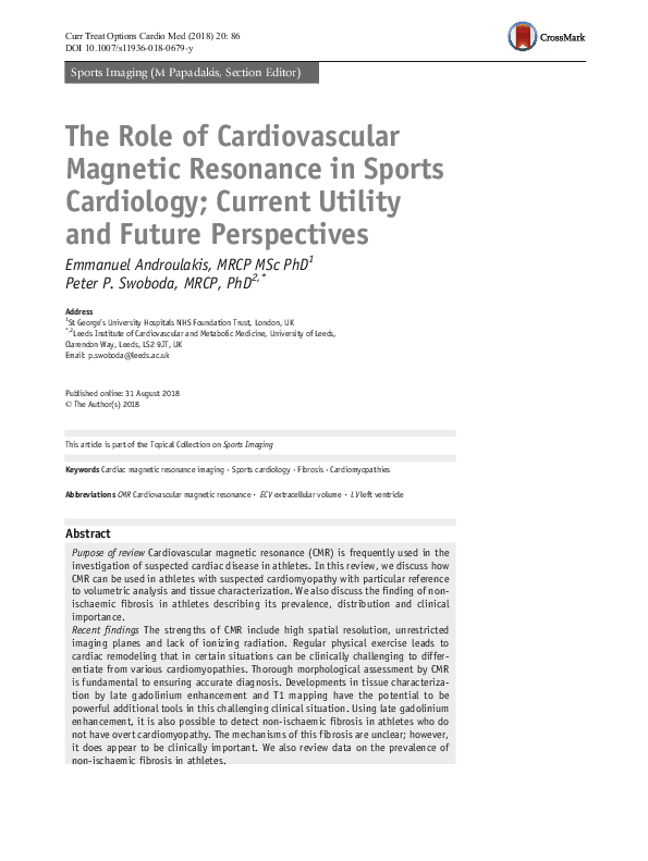 (PDF) The Role of Cardiovascular Magnetic Resonance in Sports ...