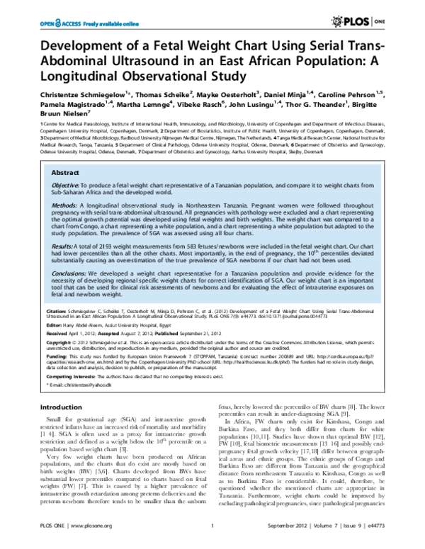 (PDF) Development of a Fetal Weight Chart Using Serial Trans-Abdominal ...