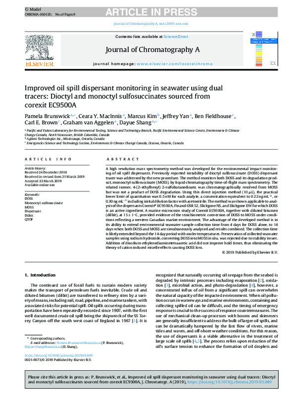 (PDF) Improved oil spill dispersant monitoring in seawater using dual ...