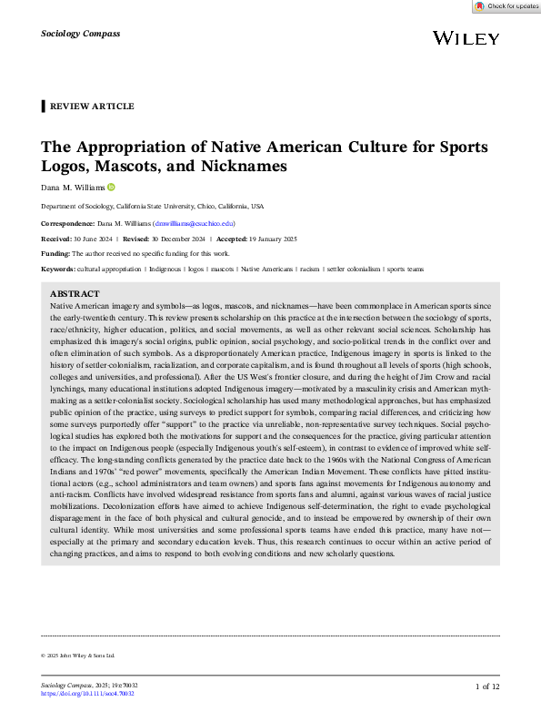 (PDF) The Appropriation of Native American Culture for Sports Logos ...