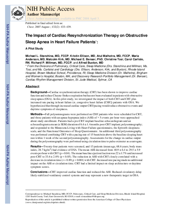 (PDF) The Impact of Cardiac Resynchronization Therapy on Obstructive ...