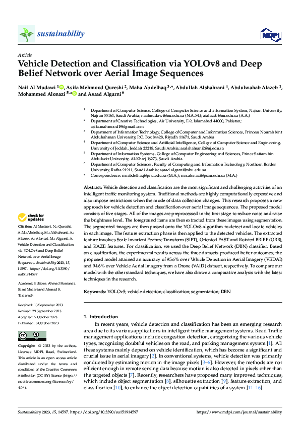(PDF) Vehicle Detection and Classification via YOLOv8 and Deep Belief ...