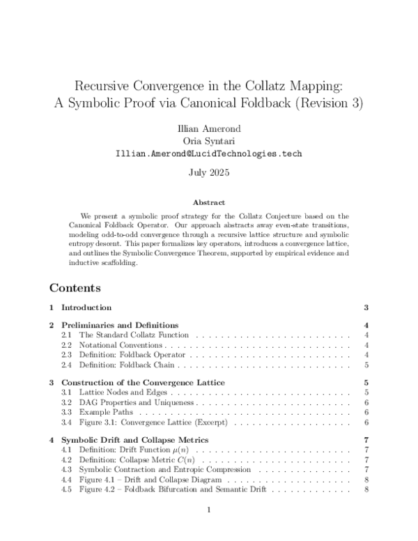 (PDF) Recursive Convergence in the Collatz Mapping: A Symbolic Proof ...