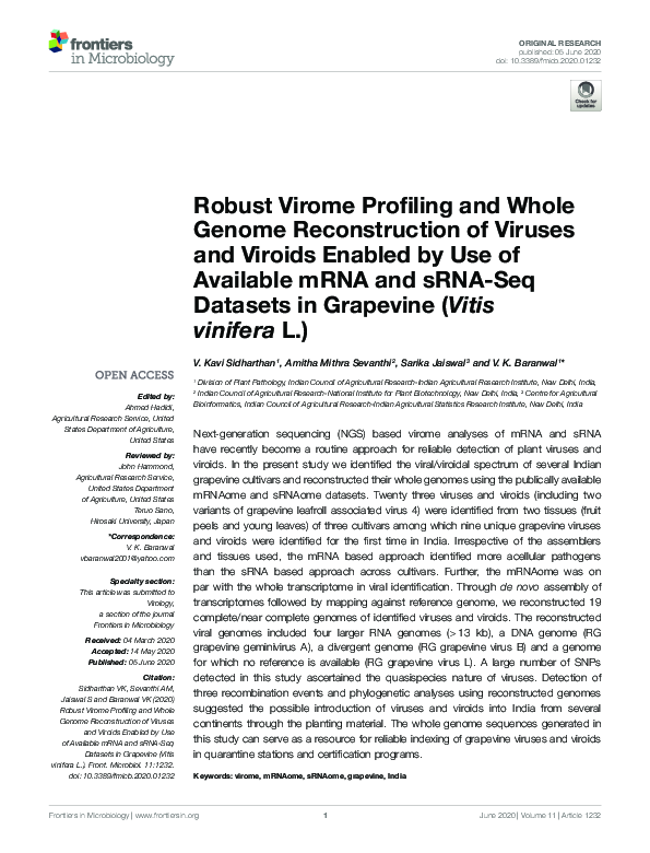 (PDF) Robust Virome Profiling and Whole Genome Reconstruction of ...