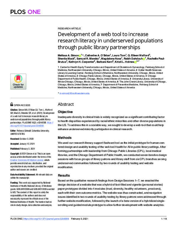 (PDF) Development of a web tool to increase research literacy in