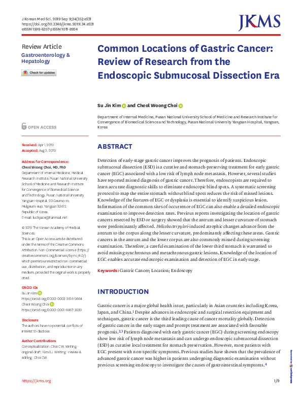 (PDF) Common Locations of Gastric Cancer: Review of Research from the ...