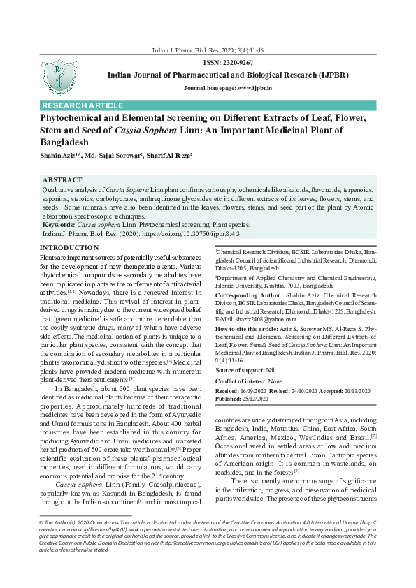 (PDF) Phytochemical and Elemental Screening on Different Extracts of ...