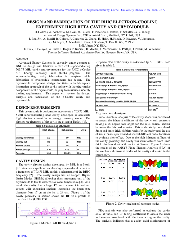 (PDF) Design and Fabrication of the RHIC Electron-Cooling Experiment ...