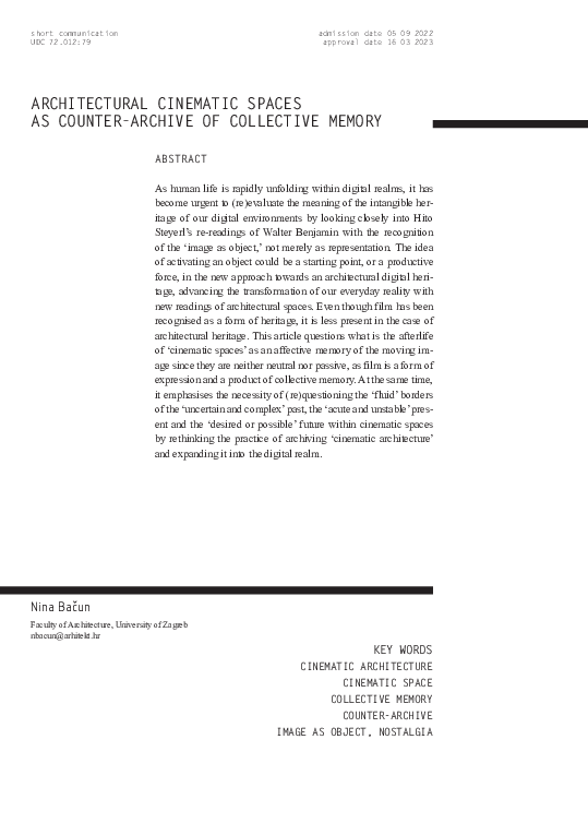 (PDF) Architectural cinematic spaces as counter-archive of collective ...