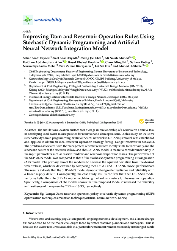 (PDF) Improving Dam and Reservoir Operation Rules Using Stochastic ...