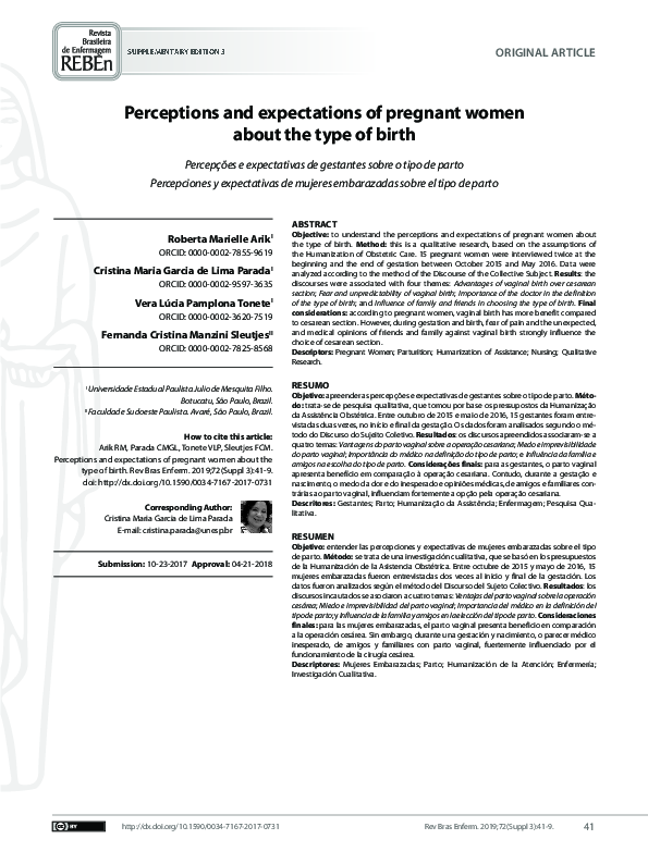 (PDF) Perceptions and expectations of pregnant women about the type of ...