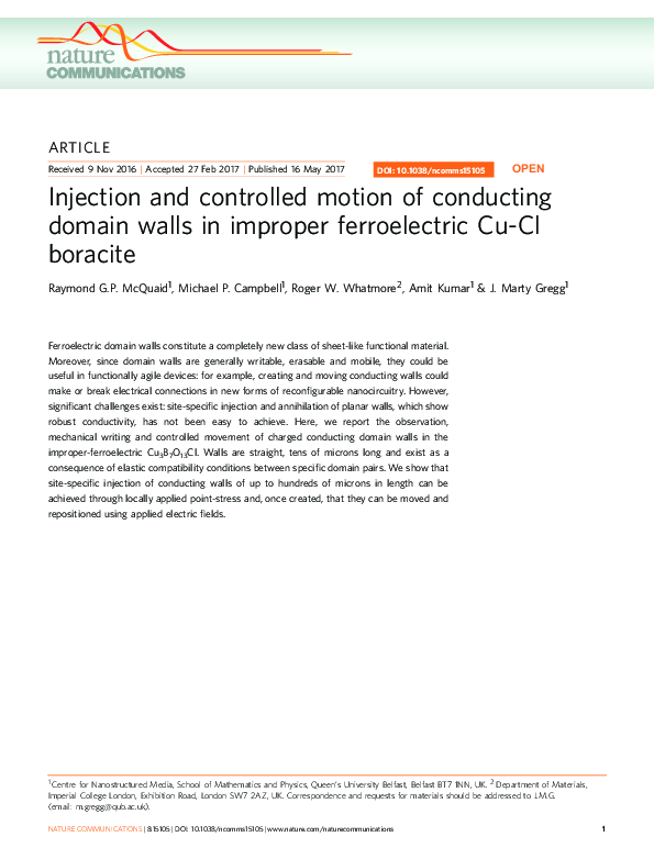 (PDF) Injection and controlled motion of conducting domain walls in ...