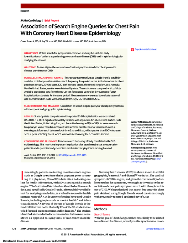 (PDF) Association of Search Engine Queries for Chest Pain With Coronary ...