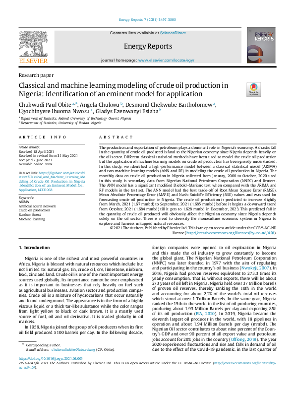 (PDF) Classical and machine learning modeling of crude oil production ...