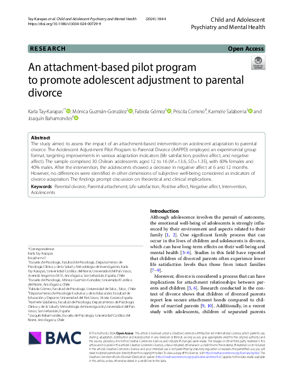 (PDF) An attachment-based pilot program to promote adolescent ...