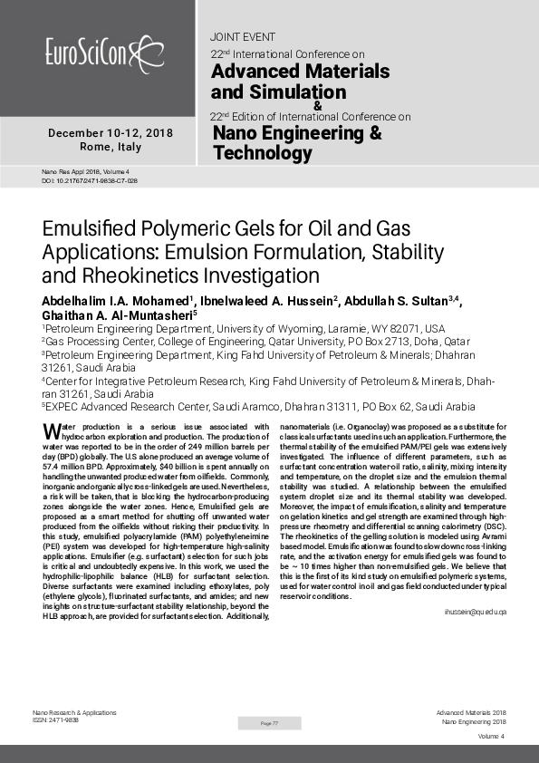 (PDF) Emulsified Polymeric Gels for Oil and Gas Applications: Emulsion ...