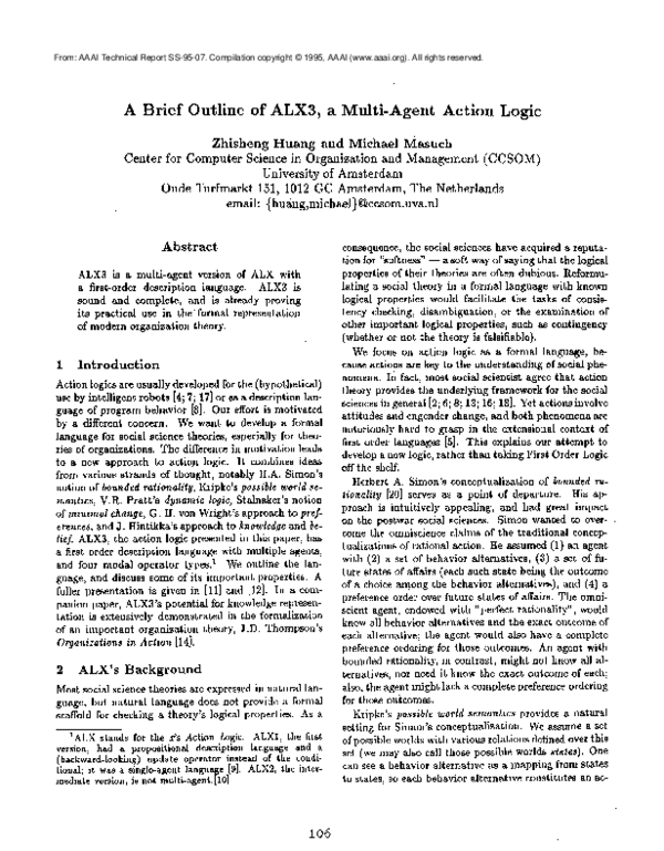 (PDF) An outline of alx3, a multi-agent action logic