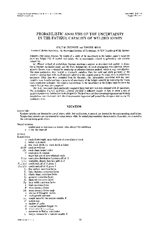 (PDF) Probabilistic analysis of the uncertainty in the fatigue capacity ...