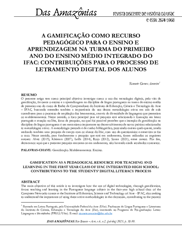 (PDF) A gamificação como recurso pedagógico para o ensino e ...