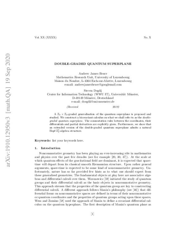 (PDF) Double-Graded Quantum Superplane