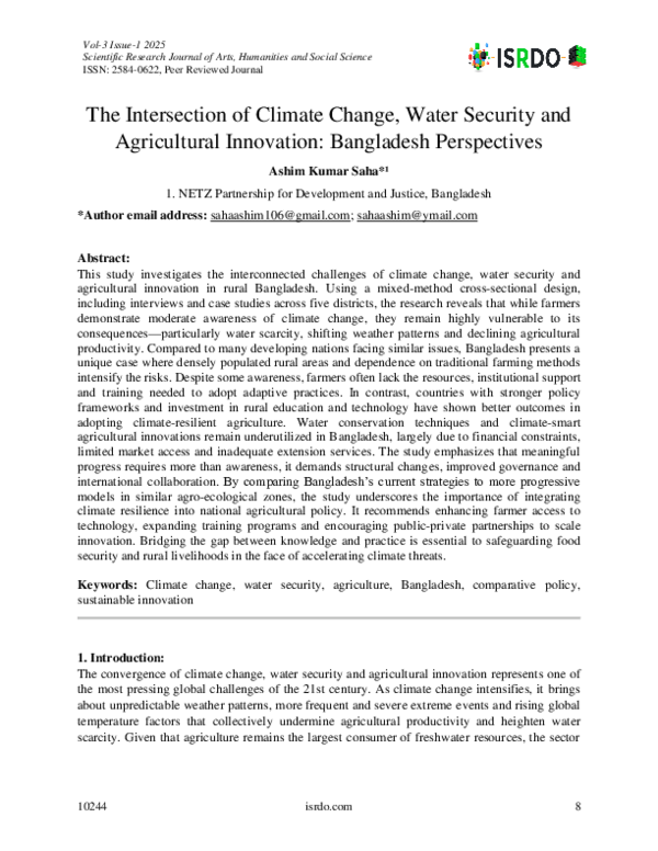 (PDF) The Intersection of Climate Change, Water Security and ...