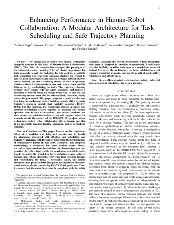 (PDF) Enhancing Performance in Human-Robot Collaboration: A Modular ...