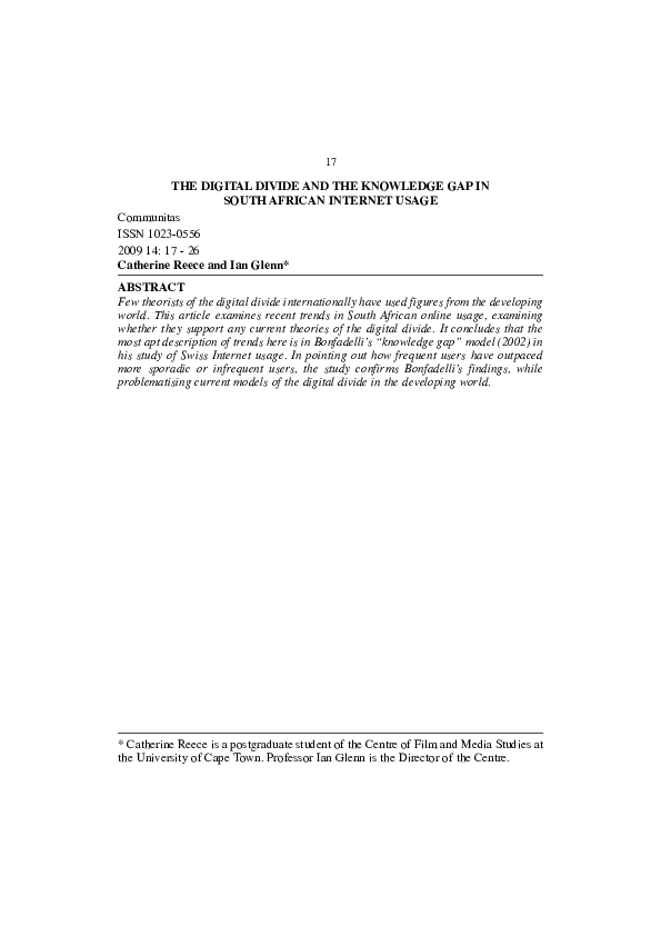 (PDF) The digital divide and the knowledge gap in South African ...