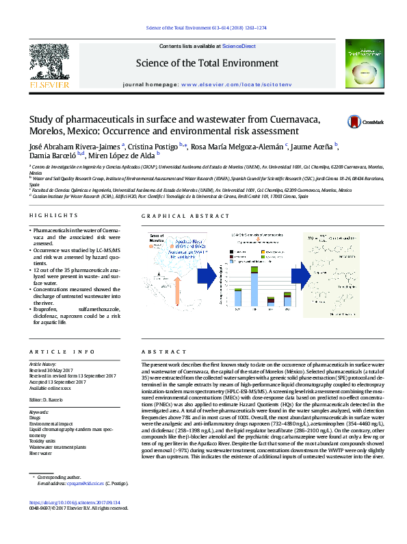 (PDF) Study of pharmaceuticals in surface and wastewater from ...