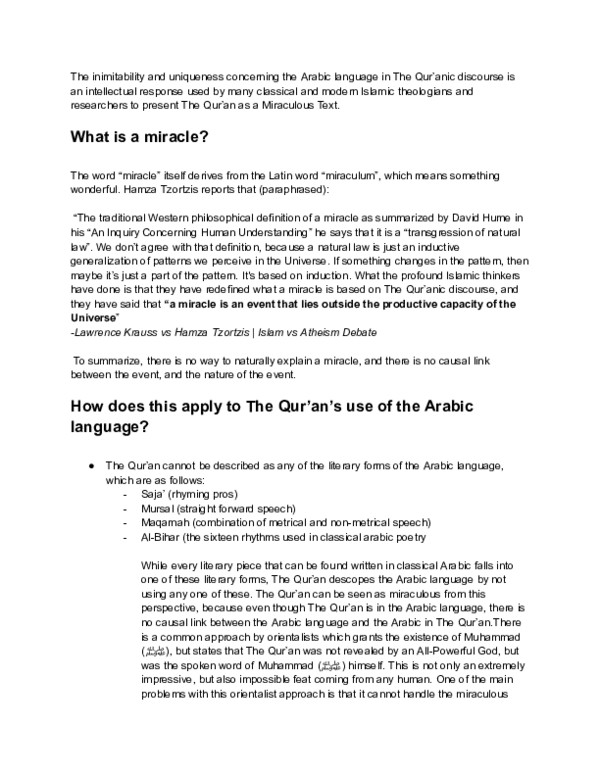 (PDF) The Inimitability And Uniqueness Concerning The Arabic Language ...