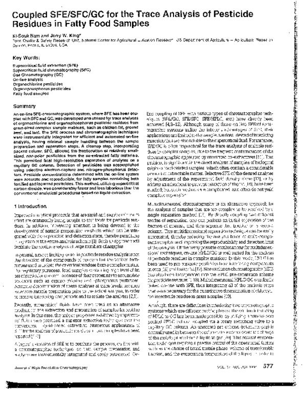 (PDF) Coupled SFE/SFC/GC for the trace analysis of pesticide residues ...