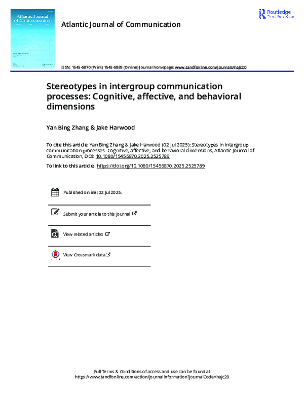 (PDF) Stereotypes in intergroup communication processes: Cognitive ...