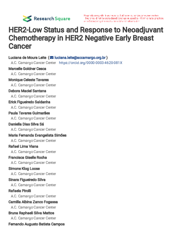 (PDF) HER2-low status and response to neoadjuvant chemotherapy in HER2 ...