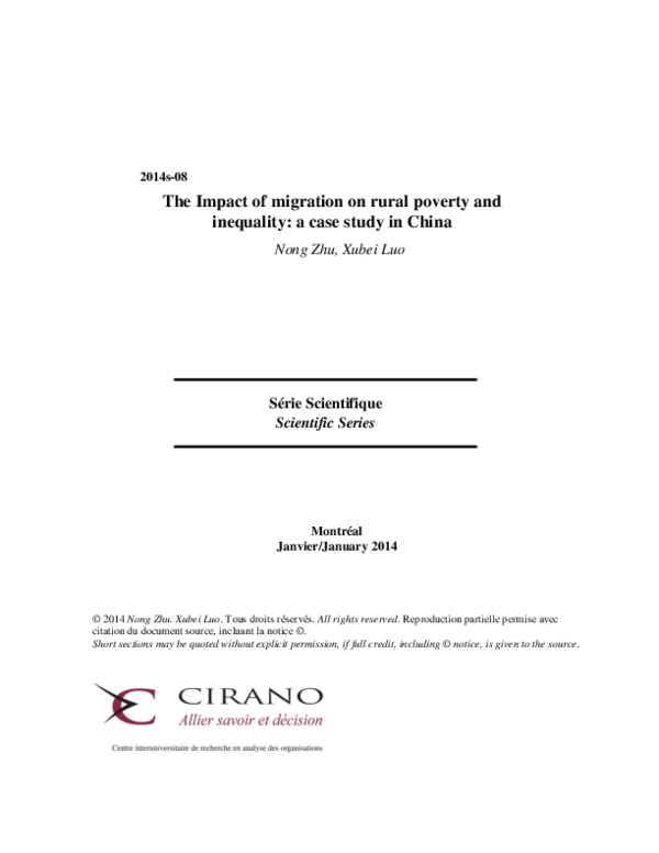 (PDF) The impact of migration on rural poverty and inequality: a case ...