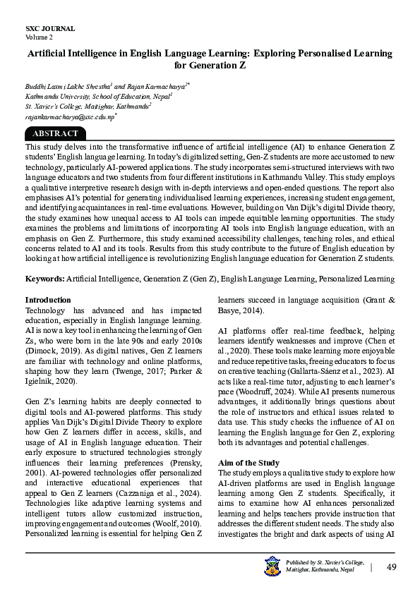 (PDF) Artificial Intelligence in English Language Learning: Exploring ...