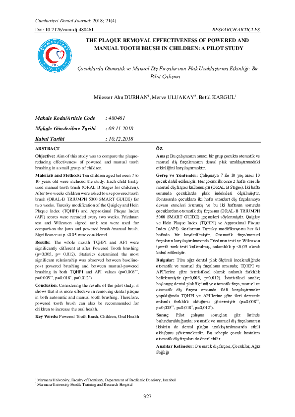 (PDF) The Plaque Removal Effectiveness of Powered and Manual Tooth ...