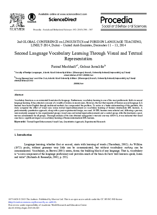 (PDF) Second Language Vocabulary Learning Through Visual and Textual ...
