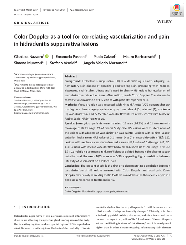 (PDF) Color Doppler as a tool for correlating vascularization and pain ...