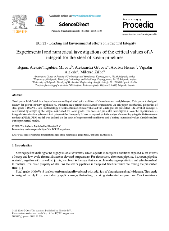 (PDF) Experimental and numerical investigations of the critical values ...