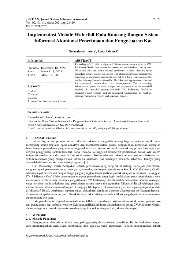 (PDF) Implementasi Metode Waterfall Pada Rancang Bangun Sistem ...