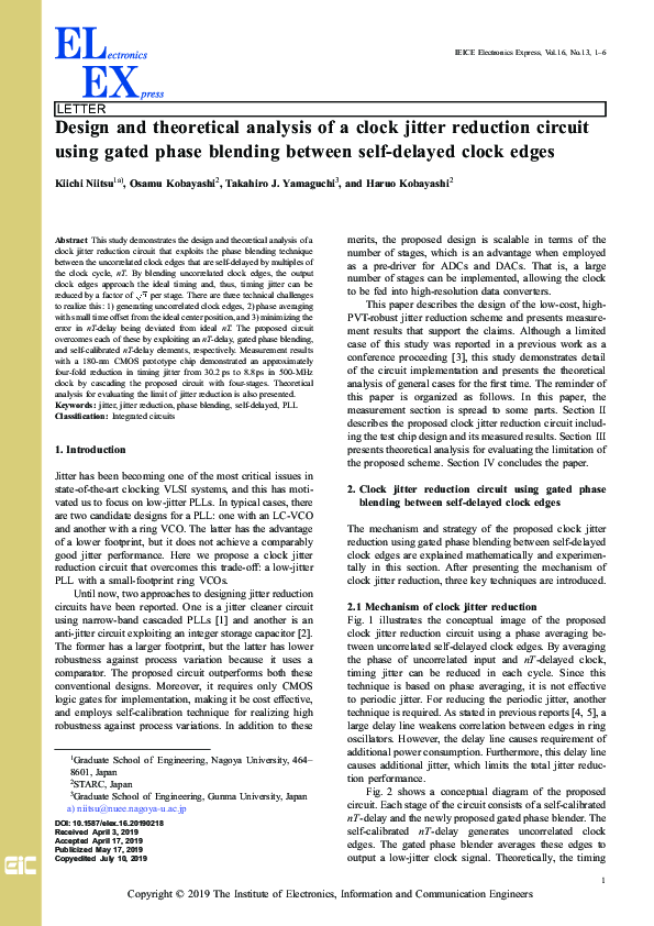 (PDF) Design and theoretical analysis of a clock jitter reduction ...