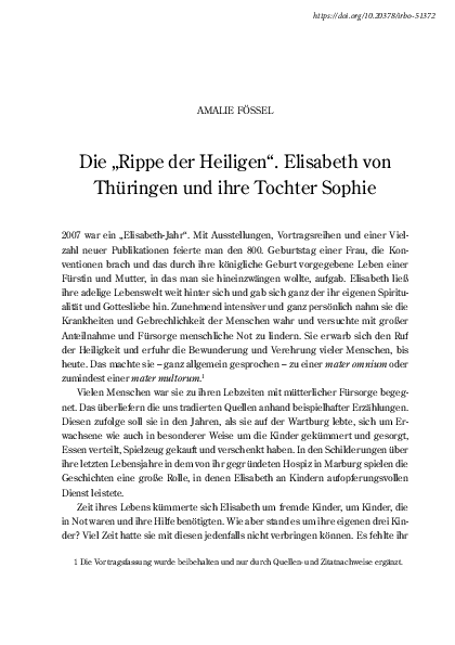(PDF) Die „Rippe der Heiligen“ : Elisabeth von Thüringen und ihre ...